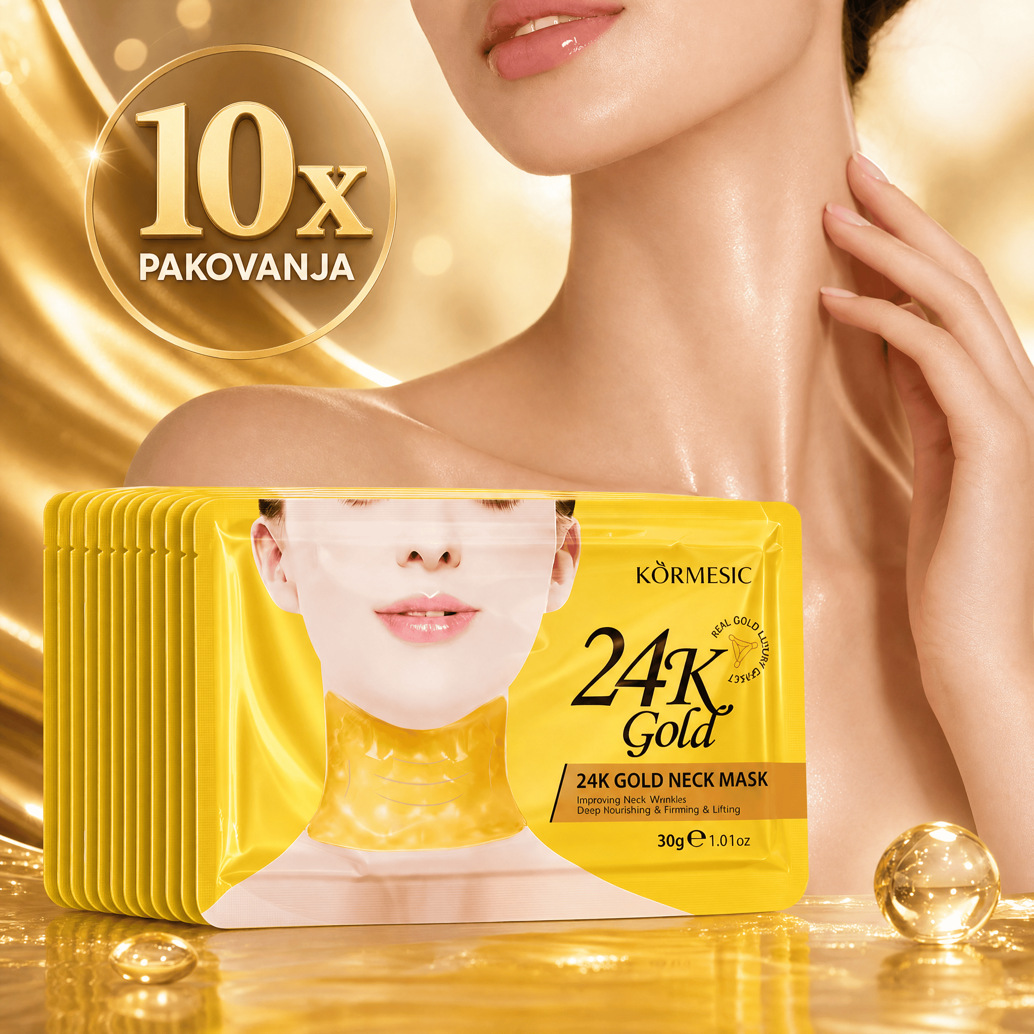 24K Gold Maska za vrat protiv starenja