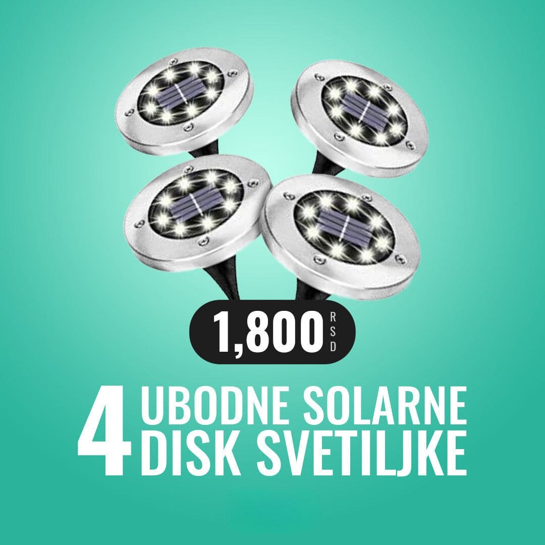 4 Ubodne Solarne Disk Svetiljke - 8 Led dioda
