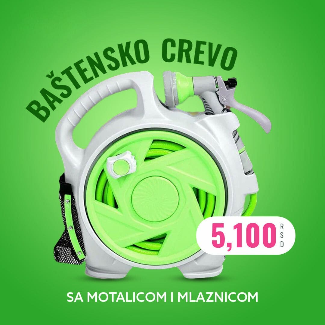 Baštensko crevo sa motalicom i mlaznicom