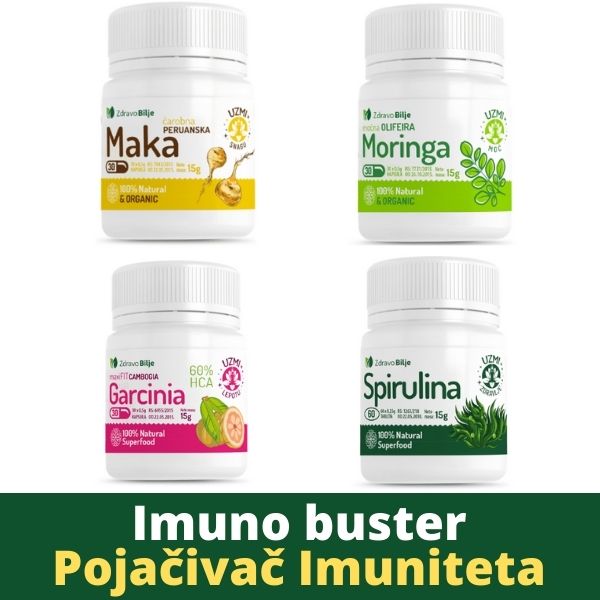 Imuno buster paket: pojačivač imunološkog sistema! Spiruilna, kambodza garsinija, peruanska maka, oleifera moringa
