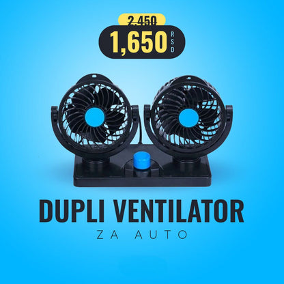 Dupli ventilator za auto 12v HX- T303